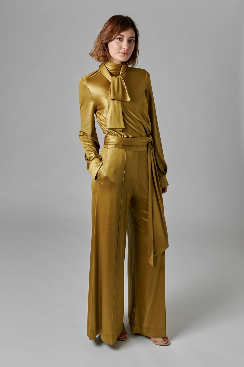 Lamé Wide Leg Trouser