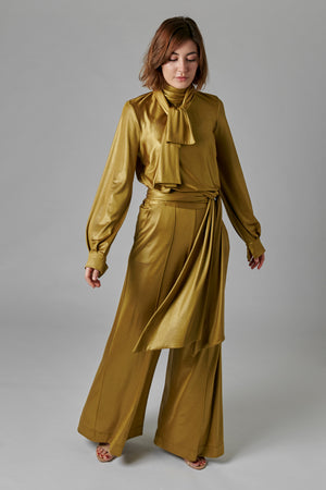 Lamé Wide Leg Trouser